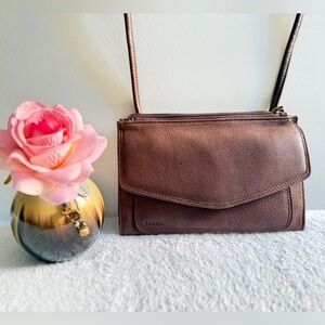 Vintage Fossil Brown Leather Crossbody/Wallet Bag